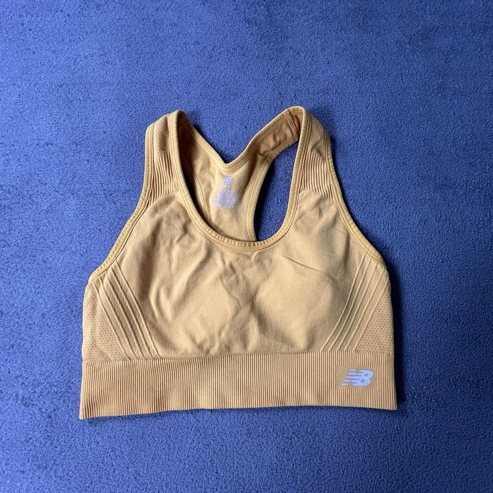 New Balance Sports Bra Womens Medium Orange Seamless Racerback Activewear